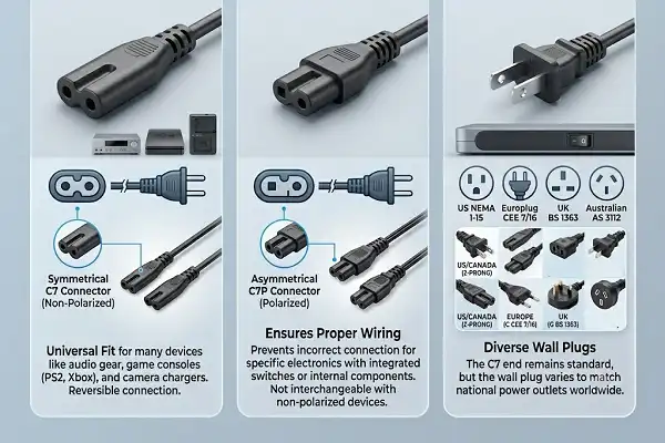 What are the different types of c7 power cords?
